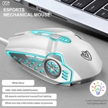 USB Vezetékes Gaming Mouse 6 Gombokat 3200 DPI-Állítható LED Háttérvilágítású Optikai Egér Gamer Egerek-PC-Laptop, Notebook