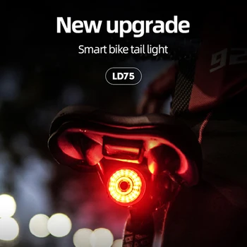 Vízálló LED Kerékpár Lámpa USB Újratölthető Kerékpár Okos Fék Érzékelő Hátsó Lámpa Este Megszabadítja Figyelmeztetés Kerékpározás Tartozékok