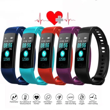 Y5 Bluetooth Smartwatch Karkötő zenekar Színes Képernyő pulzusmérő Vérnyomás Mérés Fitness Tracker férfiak, nők, sport