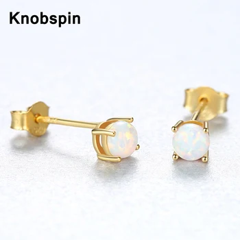 Knobspin 100% 925 Sterling Ezüst Divat Aranyos Fülbevaló Opál Többszínű Fülbevaló Esküvői Kiegészítők Nők Finom Ékszerek