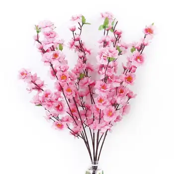 Mesterséges Tavaszi Szilva, Barack Virág Ág Selyem Virág Haza Esküvői Dekoráció Virágok Műanyag Barack Csokor Virágot