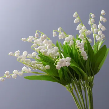 37cm Egyetlen Mesterséges Virág, Fehér gyöngyvirág Műanyag Virág Ág Esküvői Haza Nappali Dekoráció Hamis Virágok