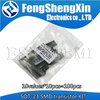 10values x10pcs=100 SOT-23 SMD tranzisztor KIT S9013 S9014 S9015 S9018 MMBT3904 MMBT3906 SS8050 SS8550 2N5551 2SC1815