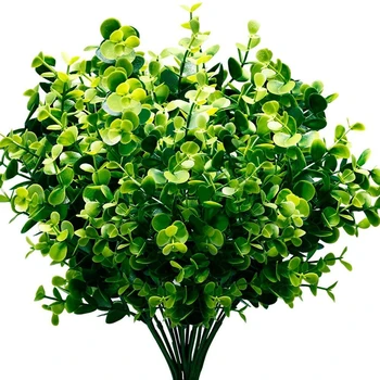 Mesterséges Növények Ál Puszpáng Bokor, 6 Csomag, Élethű Hamis Zöld Lombozat 42 Szára Kert, Terasz, Udvar, Esküvő, Offi