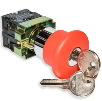 1db XB2-BS142 Kulcs Visszaállítása 1NO & 1NC vészleállító nyomógomb Kapcsoló
