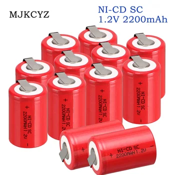 2/6/12/20db SC 2200mAh 1.2 V-os újratölthető akkumulátor, 1.2 V al C Ni-Cd akkumulátor, elektromos fúró, csavarhúzó, akkumulátoros hegesztés
