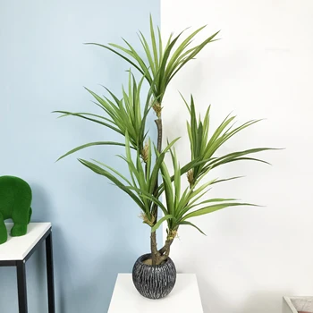 55cm+88cmTropical Növények Nagy Mesterséges Dracaena Magas Cserepes Fa Hamis Növény Ág, Zöld Műanyag Levelek Haza Erkély Dekoráció