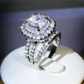 Klasszikus Luxus Esküvői Gyűrű a Nők Magas Minőségű Mikro Burkolt CZ Cirkon Kő Szervezte Menyasszonyi Ékszerek Forró