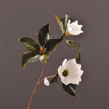 MBF Mesterséges Magnolia Virágok Selyem Hosszú Szár, Virág, Zöld Levelekkel Elrendezése Haza Hivatal Esküvői Váza Dekoráció