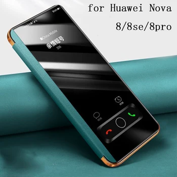 Divat Ablak Nézet Telefon Esetében a Huawei Nova 8 Okos kihajtható Állvány Borító Shell Huawei Nova 8pro/8se nova8 érdekesség bőr Táska