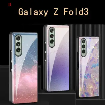 Gradiens Csillagos Ég Festett Flip tok Samsung Galaxy Z Hajtás 3 Edzett Üveg Kemény védőburkolatot a Galaxy Z Fold3 W21. 5G