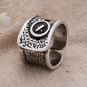 Új Érkezés 100% 925 Sterling Ezüst Divatos Retro Ruhák Gomb Design Hölgy Gyűrűk, A Nők Eladni Olcsó Ékszer Ajándék