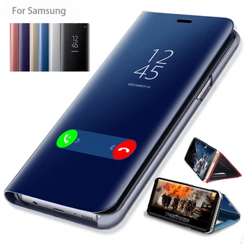 Tükör Flip Tok Samsung Galaxy A51-Es A50 A12 A32 A52 A21s A71 A42 A72 A70 A20e A81 A91 S21 A31 M12 S8 S9 S20 Plusz Telefon Kagyló