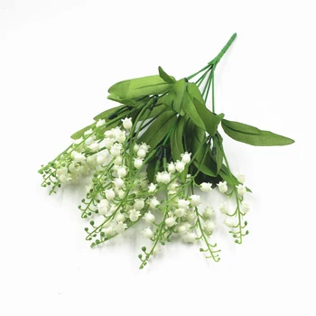 7-pályán Bellflower Fehér Mesterséges Virág Reális gyöngyvirág Virág Műanyag lakodalom irodában Otthon Kert Dekoráció