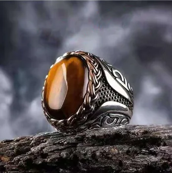 Klasszikus Női Gyűrű Bohém Eltúlzott Luxus Intarziás Nagy Kő Gyűrűk Ezüst Színű Gravírozás Klasszikus Női Ékszerek