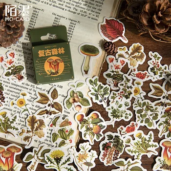 46 db/készlet Vintage Erdő Friss Növények Matricák Scrapbooking DIY koreai Lap Matricák Utazási Japán Írószerek Matrica