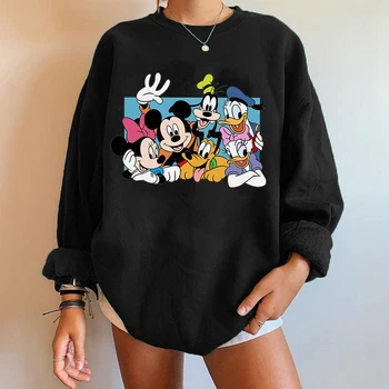 Téli Disney Rajzfilm Mickey Minnie Donald Kacsa Aranyos Női kapucnis felső, Hosszú Ujjú Pulóver Ruha Harajuku Túlméretezett 90-es évek Lány