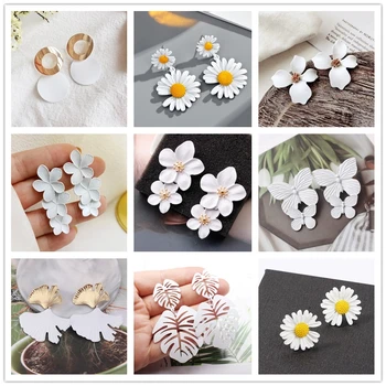 Tiszta Fehér Színű Daisy Pillangó Virág Karika Fülbevaló a Nők számára Új Nyári koreai Orecchino Kreatív, Romantikus Esküvői Ékszerek