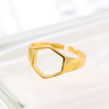 Minimalista Hatszög Honeycomb Gyűrűk Geometriai Ékszer, Arany Színű, Állítható Méhkas Nyitott Gyűrű anillos mujer