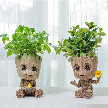 Kreatív lakberendezési kiegészítők virágcserép tolltartó virágcserép aranyos fa játék virágcserép haza kertészeti kellékek Groot