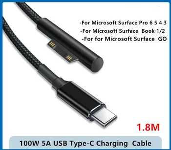 A Microsoft Surface Pro 4 6 5 3 menj Töltő Tápegység C Típusú DC PD Gyors Töltő Kábel 15V 5A A Surface Pro 3/4/5/6/GO