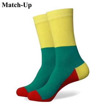 Mérkőzés-Zöld, piros-sárga új emberek színes fésült pamut zokni 261