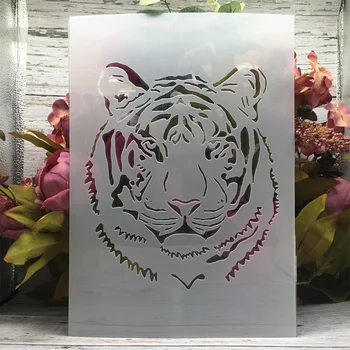 A4 29cm Tigris Fejét DIY Rétegződés Stencil Falon Festmény Scrapbook Színezés Dombornyomás Album Díszítő Sablon