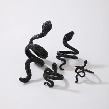 HuaTang Retro Kígyó Gyűrű Beállítása a Nők Kreatív Állat Fekete Alufelni Csülök Gyűrűk Lányok Szülinapi Parti Ékszer Nagykereskedelem 18643