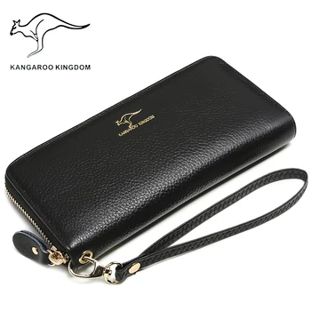 KENGURU KIRÁLYSÁG luxus márka női pénztárca valódi bőr hosszú hölgy kuplung táska cipzárral kártya tartóját pénztárca