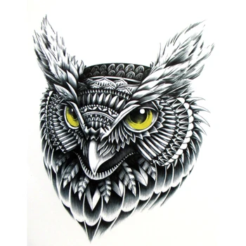 Repülő Owltemporary tetoválás, Kézzel festett reális bagoly tetoválás matricák, a nő-férfi vízálló tetoválás matricák, kar