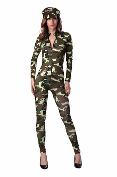 Halloween Szexi Terepszínű Női Jelmezek Hadsereg Katonája Légierő Parancsnok Rendőrnő Cosplay Overált Lady Felnőtt