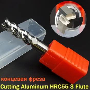 1 db Vágás HRC55 3 Fuvola 4mm 5mm 6mm 8-12mm Alufelni Malom Wolfram Steel Cnc maróval végén malom-karbid Az Alumínium Réz
