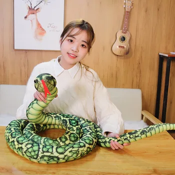 110-300CM Szimulált Python Kígyó Plüss Játék Óriás Boa Kobra Hosszú Kitömött Kígyó kitömött állatokra gerjed Párna Gyerekek, Fiúk, Ajándék, lakberendezési