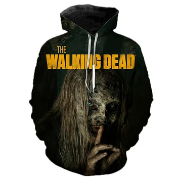 A Walking Dead 3D Nyomtatott Kapucnis Pulcsit Horror TV sorozat Divat Alkalmi Pulóver Férfi Nő Halloween Streetwear kapucnis felső