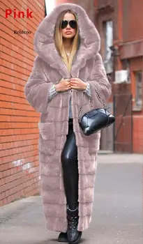 Hosszú Ujjú Kapucnis Kabátban, A Nők Hosszú, Nyitott Kabát Téli Slim Faux Prémes Női Temperamentum Vékony Kabátban Plus Size