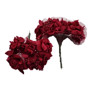 30db 4cm Hab Rose művirág Csokrot, Többszínű Rose Esküvői Virág Dekoráció Scrapbooking Fél Haza Hamis Rózsa Virág