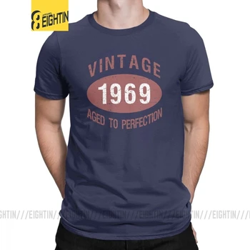 1969 Vintage Szülinapi T-Shirt Férfi Póló Vintage Pamut Rövid Ujjú Évforduló Születési Póló Kerek Nyakkivágás Plus Size Maximum