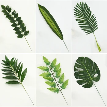 Forró eladó Kiváló minőségű Mesterséges Monstera pálmafa Levelei zöld Műanyag levél esküvői DIY dekoráció Virágok elrendezése növény
