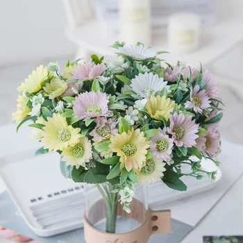Mesterséges Nap Virágok Selyem Daisy Karácsonyi Díszek Vázák Haza Táblázat Beállítás Esküvői Dekorációs Hamis Növények Olcsó
